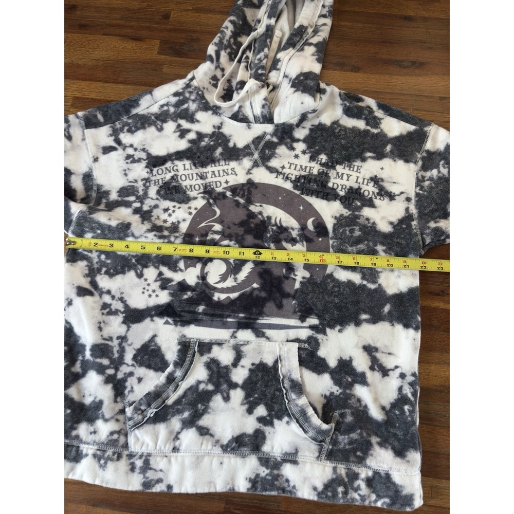 Hollister Hoodie Women's Medium Tie Dye Cotton Sweatshirt Black White‎ Dragon - Picture 8 of 16